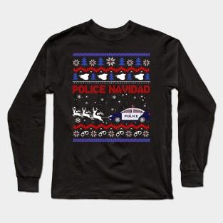 Police Navidad Ugly Christmas Sweater Design Long Sleeve T-Shirt